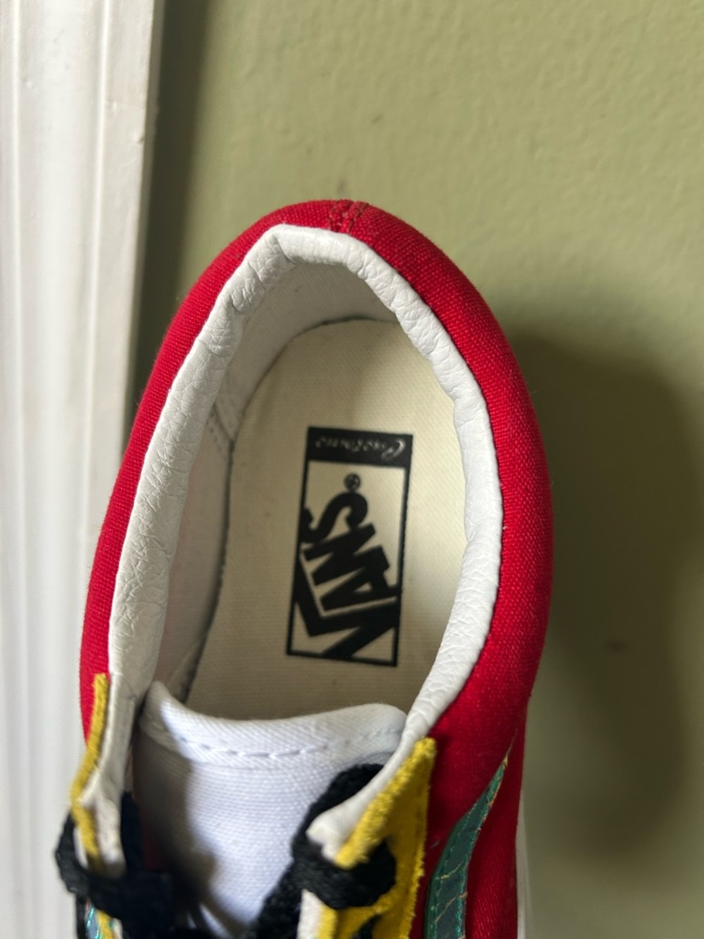 NWOB Vans Multicolor Low Top Sneakers with Red Upper and Black Toe - Picture 11 of 14